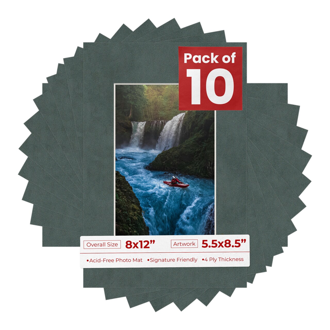 Dark Grey Suede Mat Board for 8x12 Frames - Fits 5.5x8.5 Photos